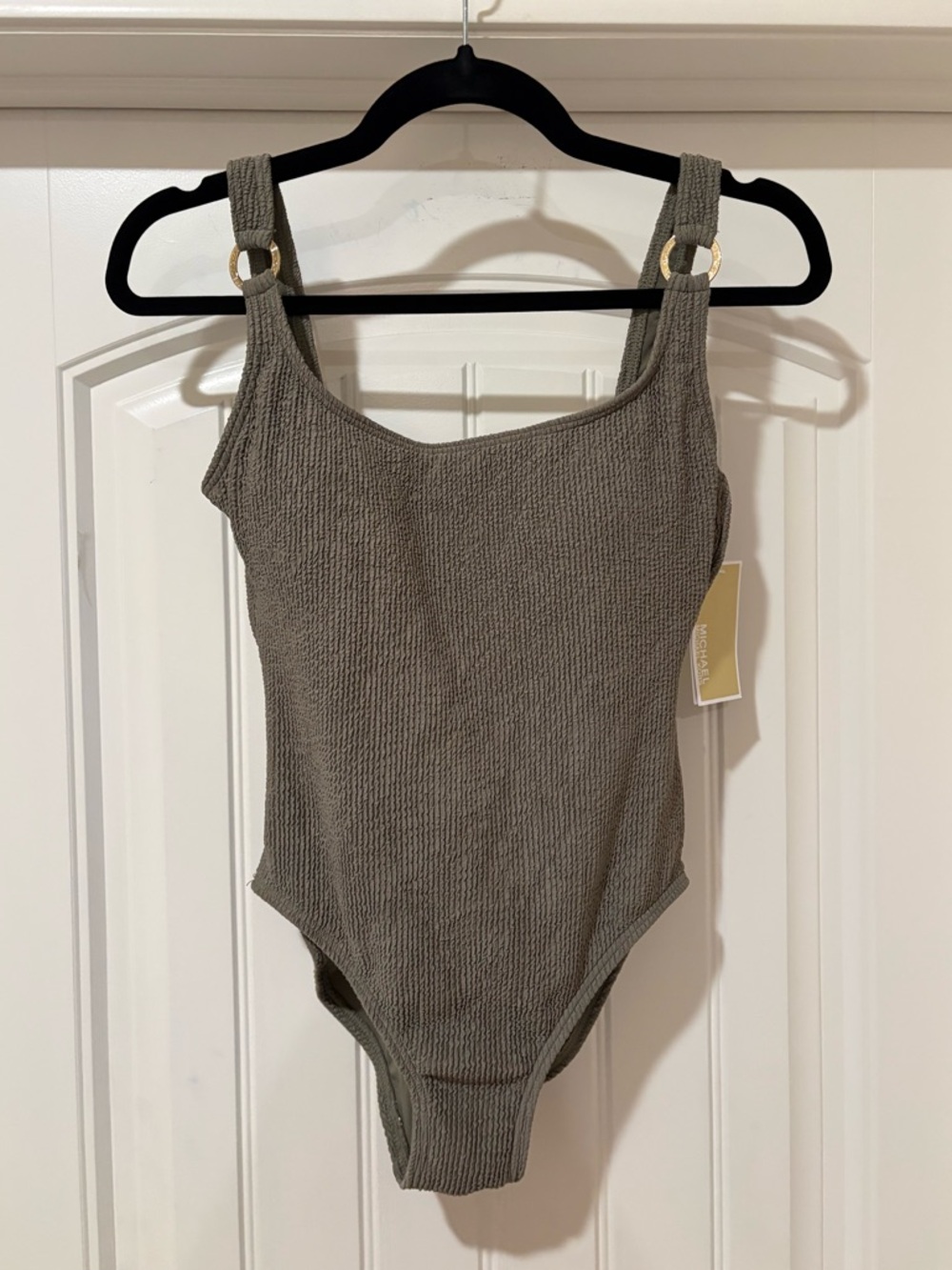MICHAEL Michael Kors Embellished Textured Stretch One Piece Swimsuit Size 8 NWT